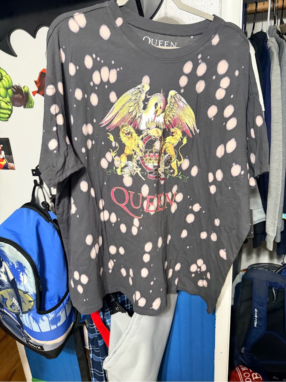 torrid Black Tee with Pale Pink Bleach Splatter